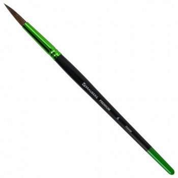 Кисть из ворса пони № 6, BRAUBERG PREMIUM, 200985 