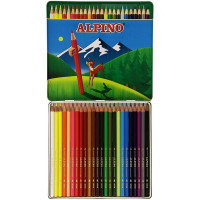 Набор цветных карандашей ALPINO, шестигранные, 24 цветов в металлическом пенале (ALPINO AL000758)
