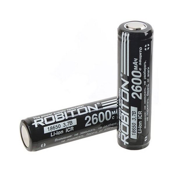 Аккумулятор ROBITON 18650-2600 с защитой с плоским контактом PK1