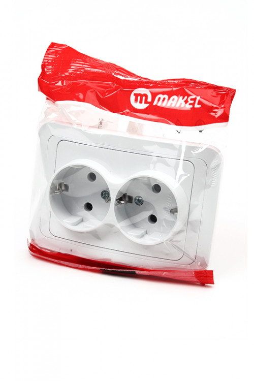 Розетка MAKEL MIMOZA 2 гн с/з 12082 белый BL1