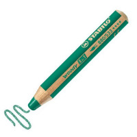 Цветной карандаш Stabilo Woody, 3 в 1: цветной карандаш, акварель и восковой мелок, Темно-зеленый (STABILO 880/533)