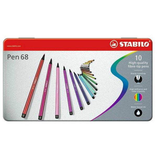 Набор Фломастеров Stabilo Pen 68 10 Цв, Металлический Футляр (STABILO 6810-6)