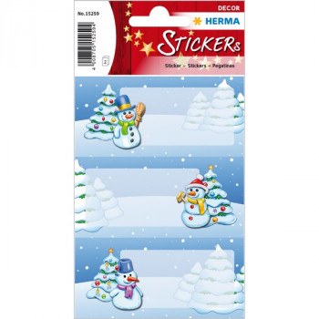 HERMA 15259 НАКЛЕЙКИ DECOR Н/ГОД СНЕГОВИК В ЗИМНЕМ ЛЕСУ 