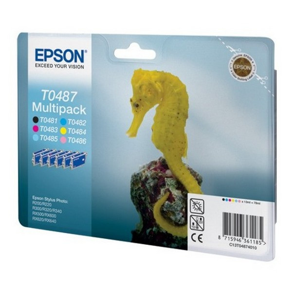 Epson C13T04874010 Набор картриджей T0487 Epson Stylus Photo R200/R220/R300/R320/R340/RX500/RX600/RX620 RS (6 цветов - CMYKLcLm)