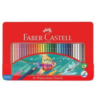 Набор цветных акварельных карандашей Faber-Castell, 36 цветов, в металлическом пенале (Faber-Castell 115931)