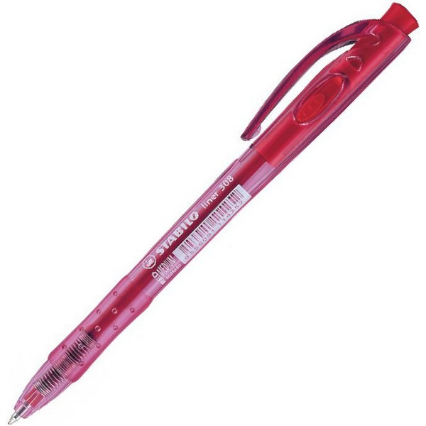 Ручка шариковая автоматическая Stabilo Liner 308, F 0,38 мм., цвет чернил: Красный (STABILO 308/40F)