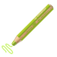 Цветной карандаш Stabilo Woody, 3 в 1: цветной карандаш, акварель и восковой мелок, Светло-зеленый (STABILO 880/570)