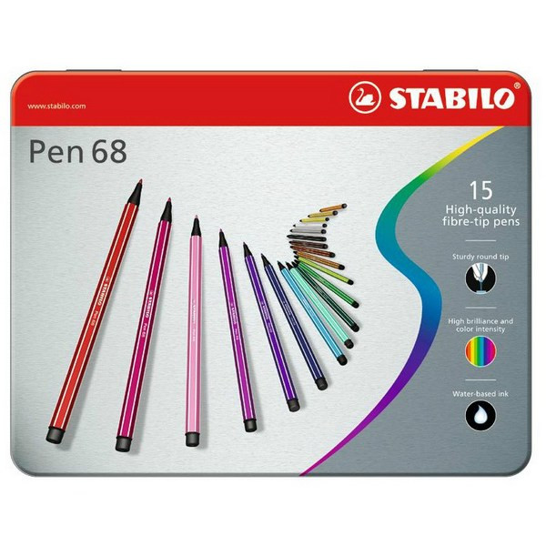Набор Фломастеров Stabilo Pen 68 15 Цв, Металлический Футляр (STABILO 6815-6)