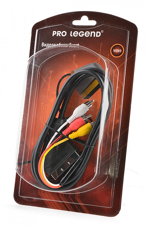 Аудио-видео кабель Pro Legend PL1109 SCART вилка <--> 3xRCA вилка, видео+стерео-аудио, 1.5 м BL1