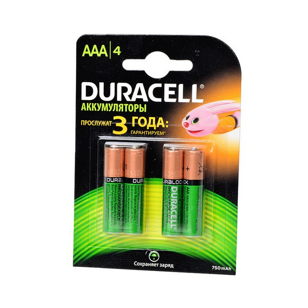 DURACELL HR03 AAA 750мАч BL4 Аккумулятор