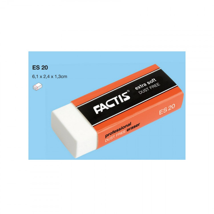 Ластик FACTIS Extra Soft ES 20 (Испания), 61х24х13 мм, белый, прямоугольный, ПВХ (FACTIS ES 20)
